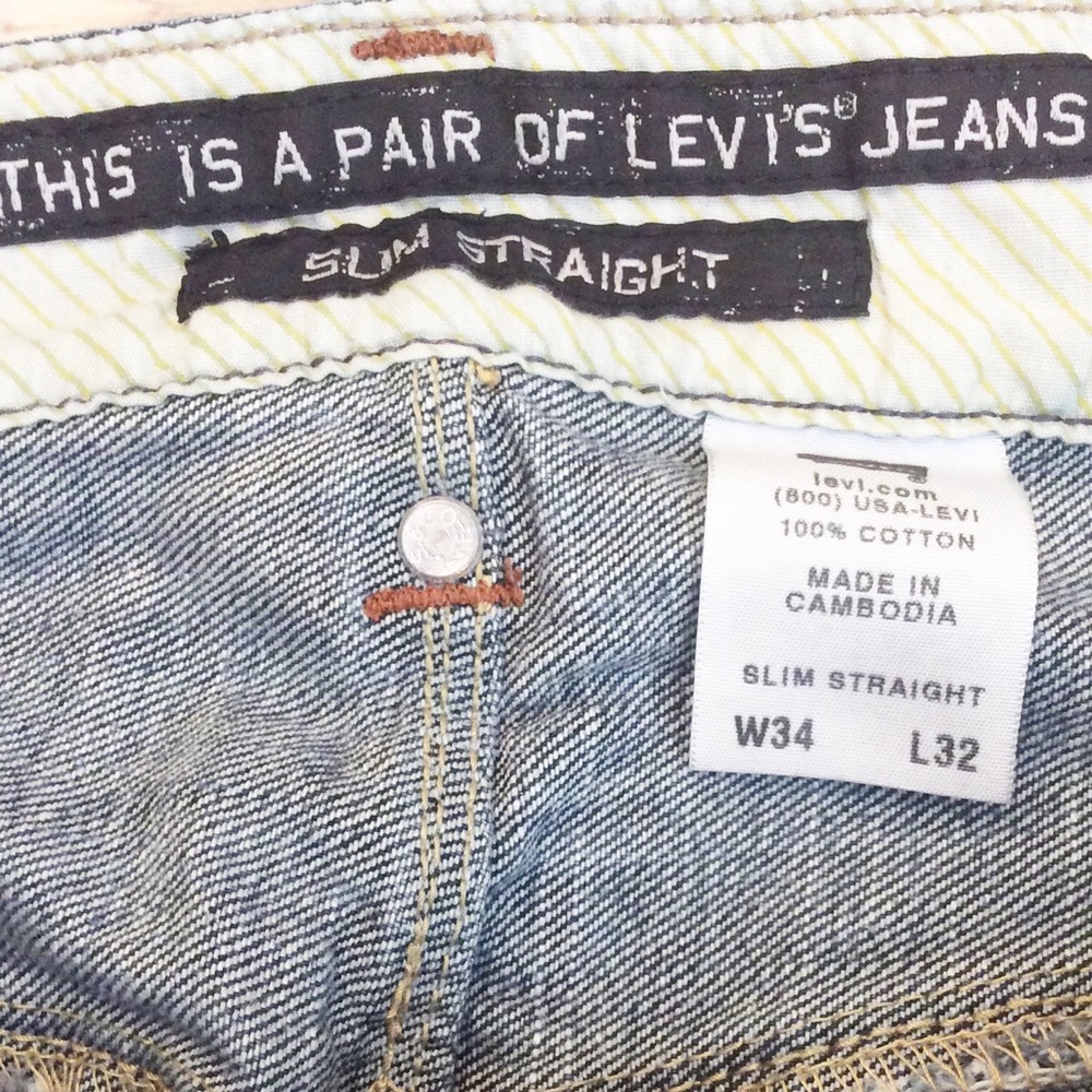 Levi’s 701s Slim Straight Factory Distressed Jeans - Picture 3 of 8